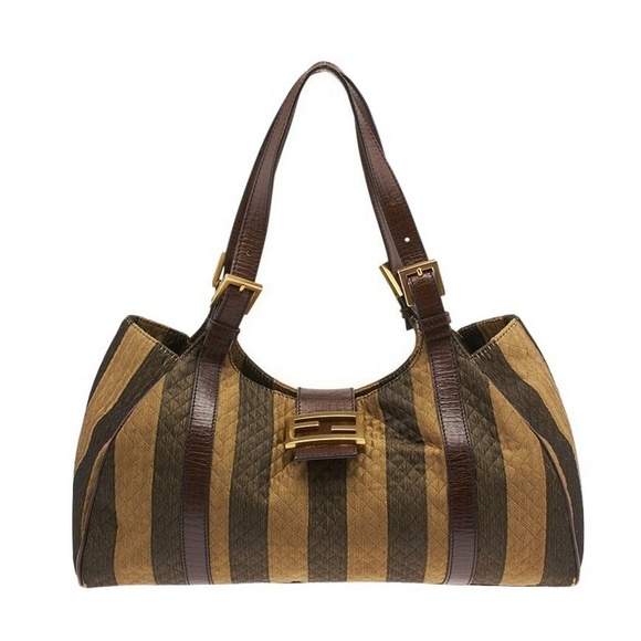 FENDI Handbags - SOLD! Authentic FENDI FF Logo Pequin Bag Baguette Boston